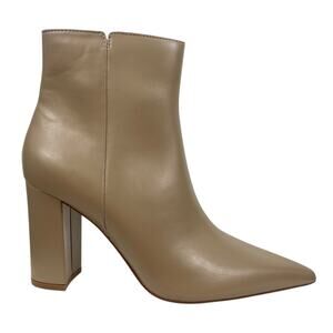 Mango Faux Leather Pointed Toe Heeled Ankle Boots Beige Size 38/ 7.5